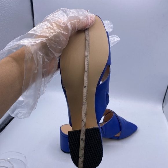 YDN Blue Cross Strap Block Heel Mules - Picture 10 of 11